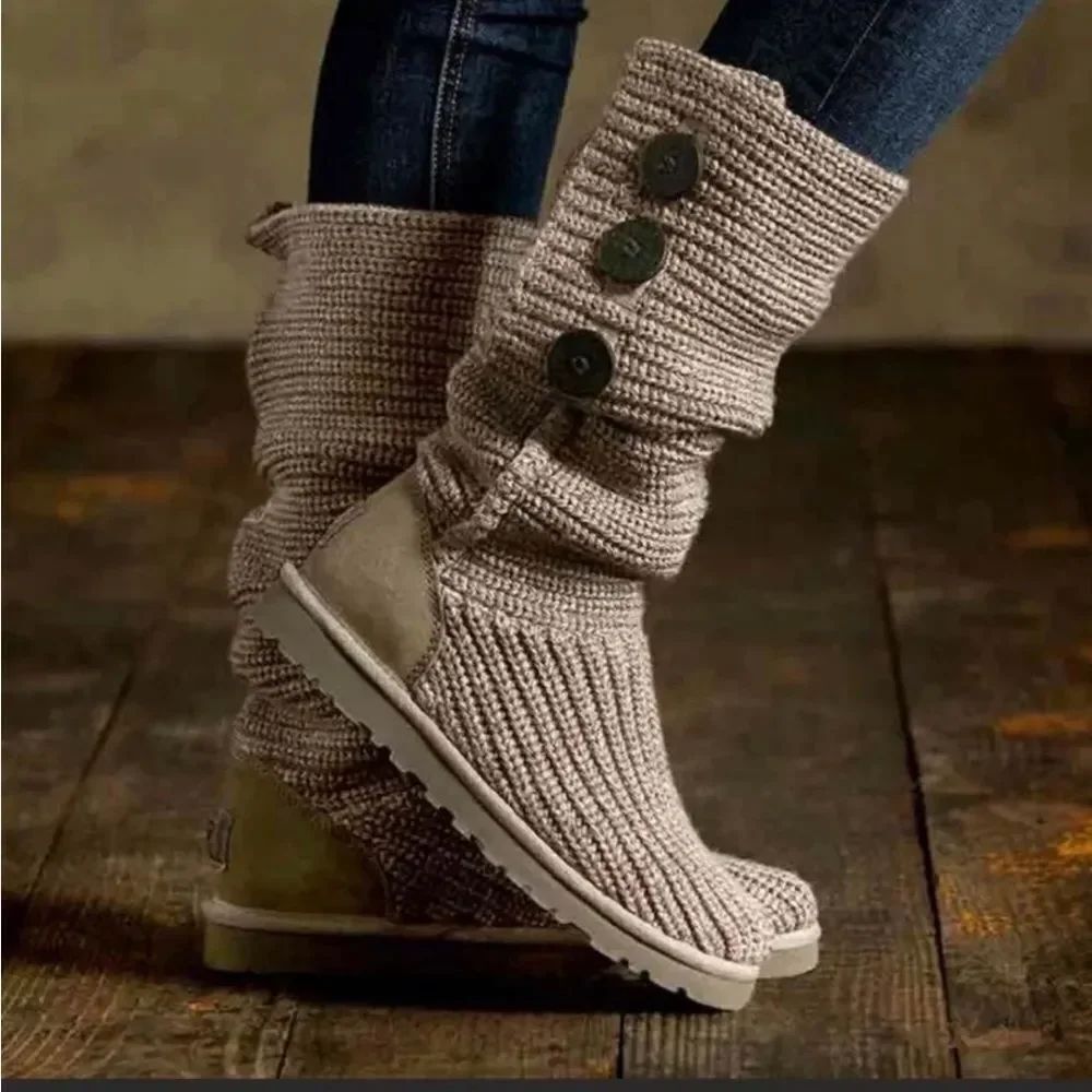 Sz 10 sweater knit tan/brown  Cardy UGG boots tall or fold over wear